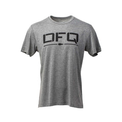 The DFQ Tee - Tri-Blend is a heather gray premium t-shirt with "DFQ" in bold black letters across the chest—an inspiring apparel choice for daily motivation.