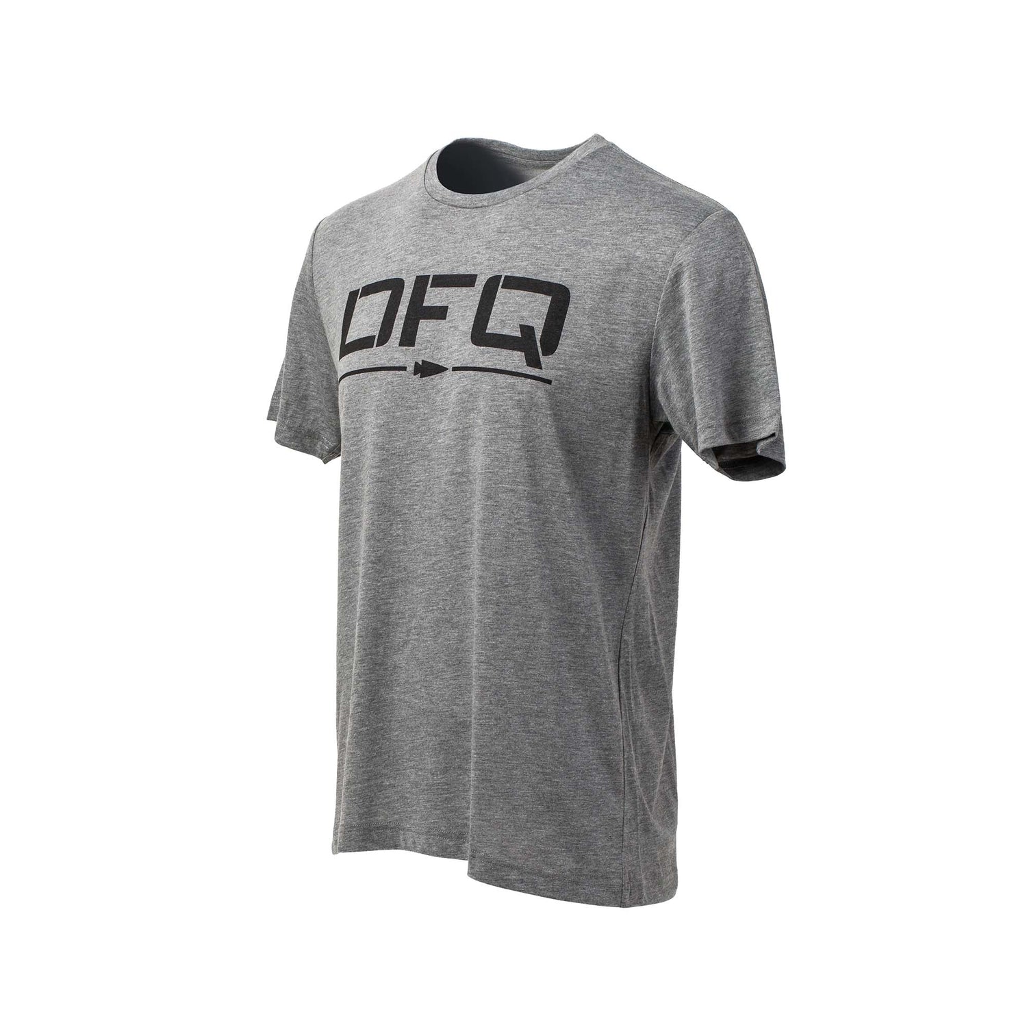 The DFQ Tee - Tri-Blend is a gray short-sleeve shirt featuring 