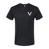 GORUCK black rucking t-shirt with minimalist white V logo on front chest