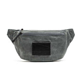 GORUCK waxed canvas slate tactical fanny pack with front logo and zipper pocket