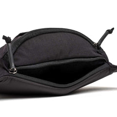 GORUCK black tactical fanny pack with open main zipper compartment, rugged durable fabric