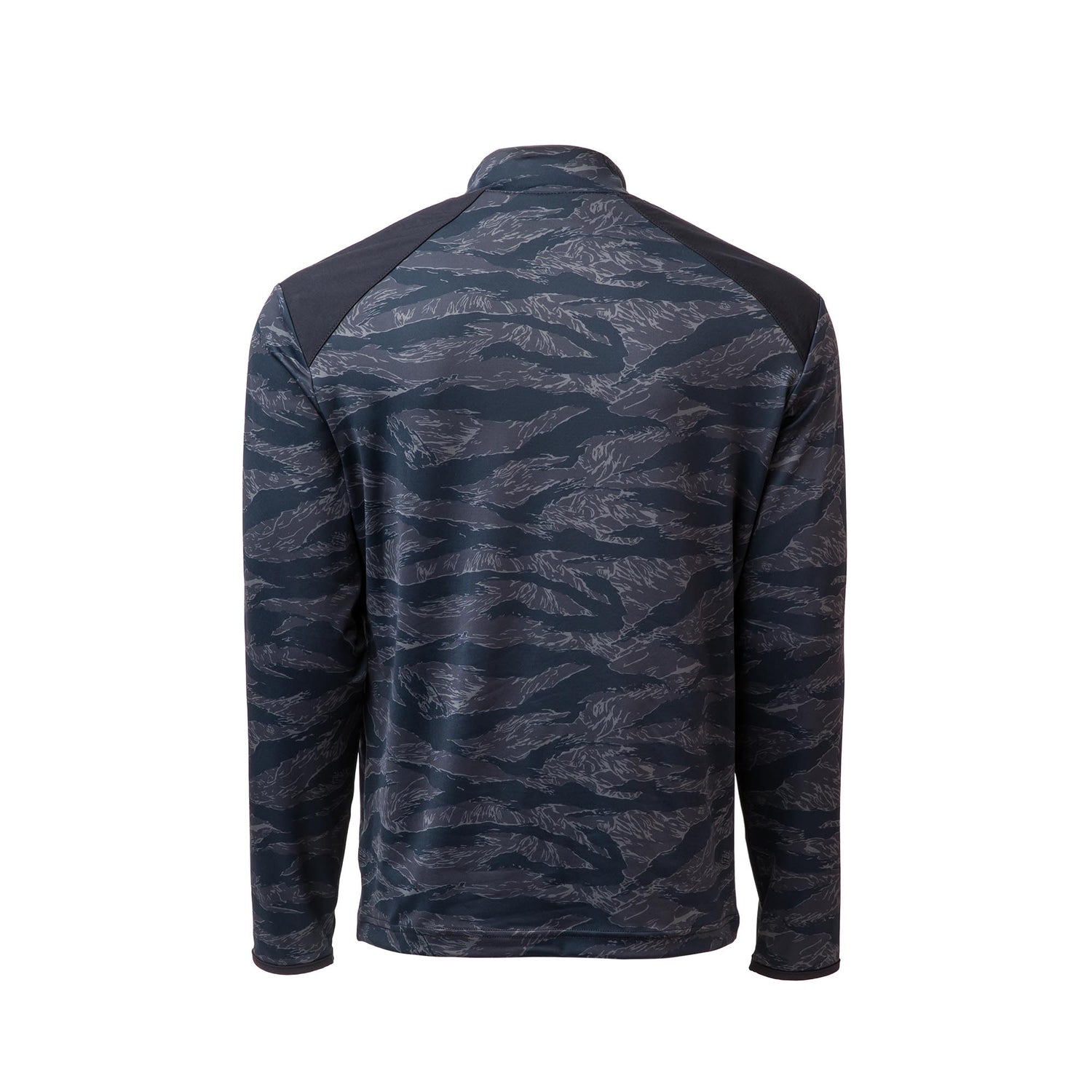 GORUCK black tiger stripe full zip jacket, no hood, rugged rucking gear, rear view