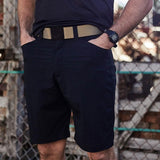 GORUCK black rucking shorts with tan utility belt outdoors