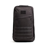 GORUCK black rucking backpack with MOLLE webbing and front zipper pocket