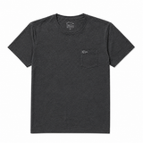 The Short Sleeve Pocket Tee - Tri-BlendX in dark gray features a small left chest pocket and is shown laid flat on a white background.