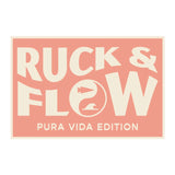 GORUCK Ruck & Flow Pura Vida Edition logo on a peach background with bold cream text