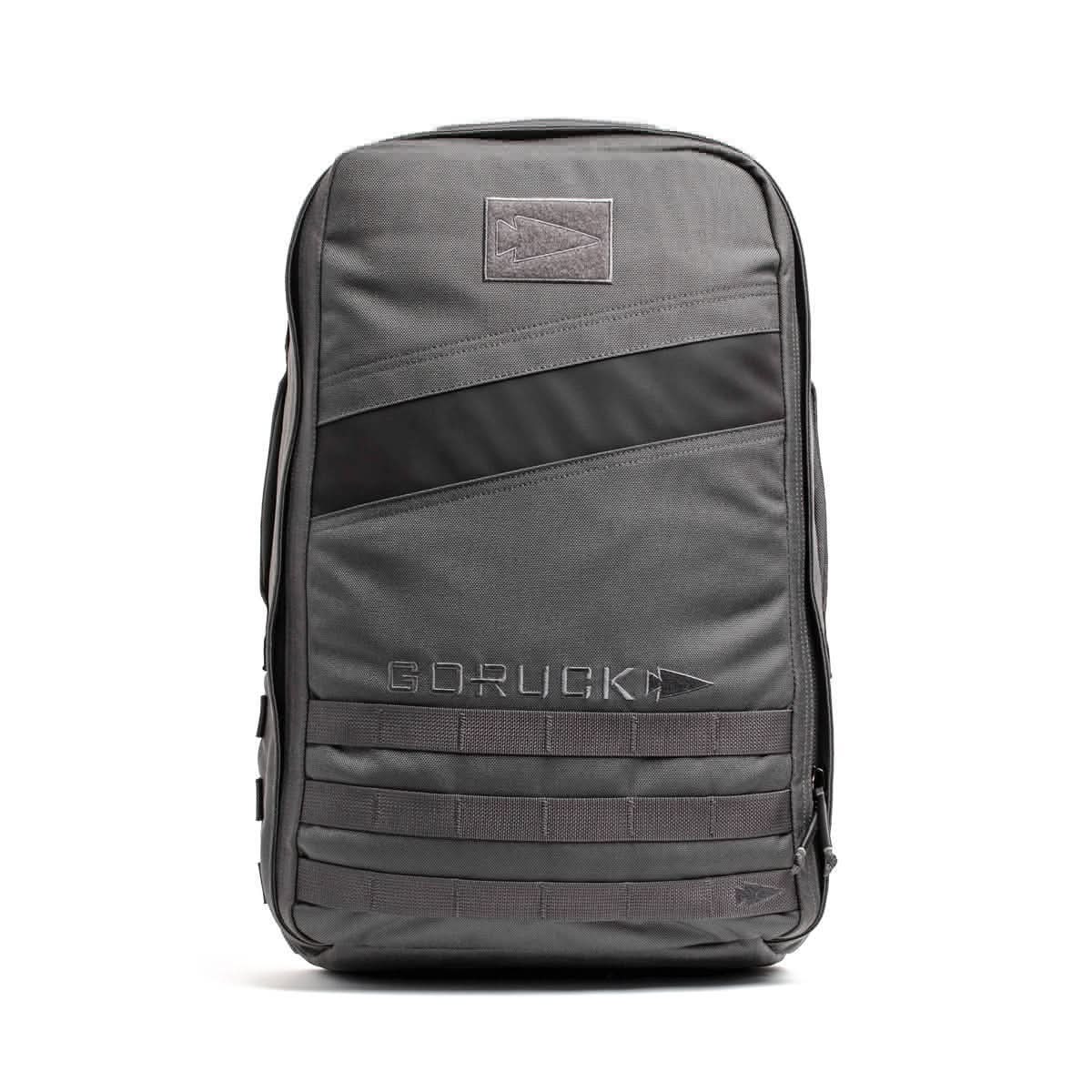 The Rucker 4.0 in gray with a black diagonal stripe is perfect for fitness enthusiasts, featuring multiple pockets and 