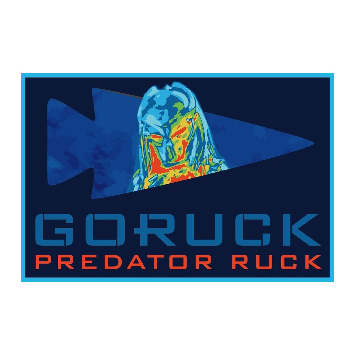 A patch showcases a stylized graphic of a thermal vision creature with the text "GORUCK PREDATOR RUCK.