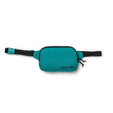 GORUCK teal ruck gear waist pack with black straps and zippers on white background