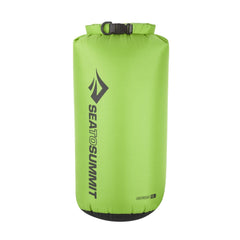 Sea to Summit lightweight 13L waterproof dry sack in apple green with roll-top closure and black logo