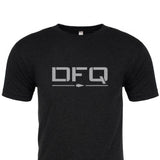 GORUCK black t-shirt with gray DFQ text and arrow graphic, tough rucking gear