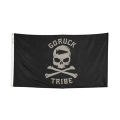 GORUCK Tribe flag with skull and crossbones on black background, rucking gear design