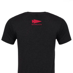 Back of the T-shirt - It's Not About You: premium tri-blend with a red arrowhead logo and "GORUCK" text near the neckline, printed in the USA.