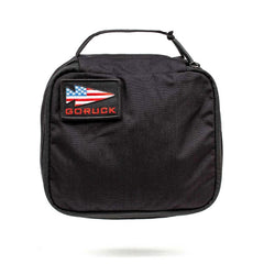 GORUCK black Shadow Pocket pouch with American flag arrow patch and top handle
