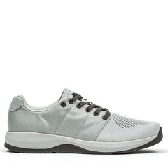 Ballistic Trainers - Slick - Lunar Rock + Charcoal shown in profile on a white background. These athletic sneakers feature black laces and sole plus 3X Support for comfort and stability—ideal functional fitness footwear.
