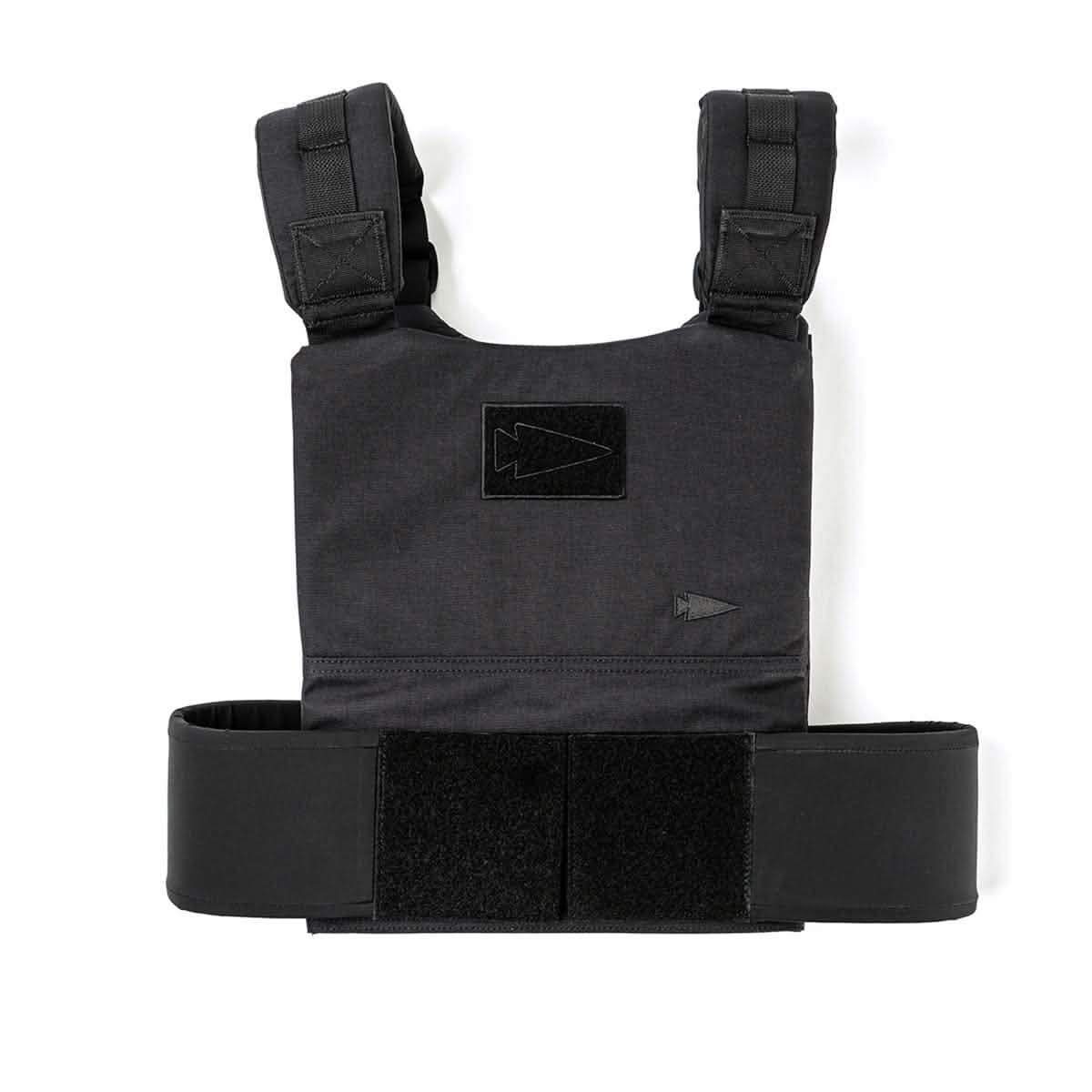 The Training Weight Vest - Black is a tactical plate carrier with adjustable shoulder straps and velcro closure, ideal for training. Shown against a white background.