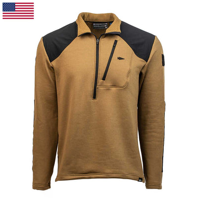 tan half zip jacket made in the usa