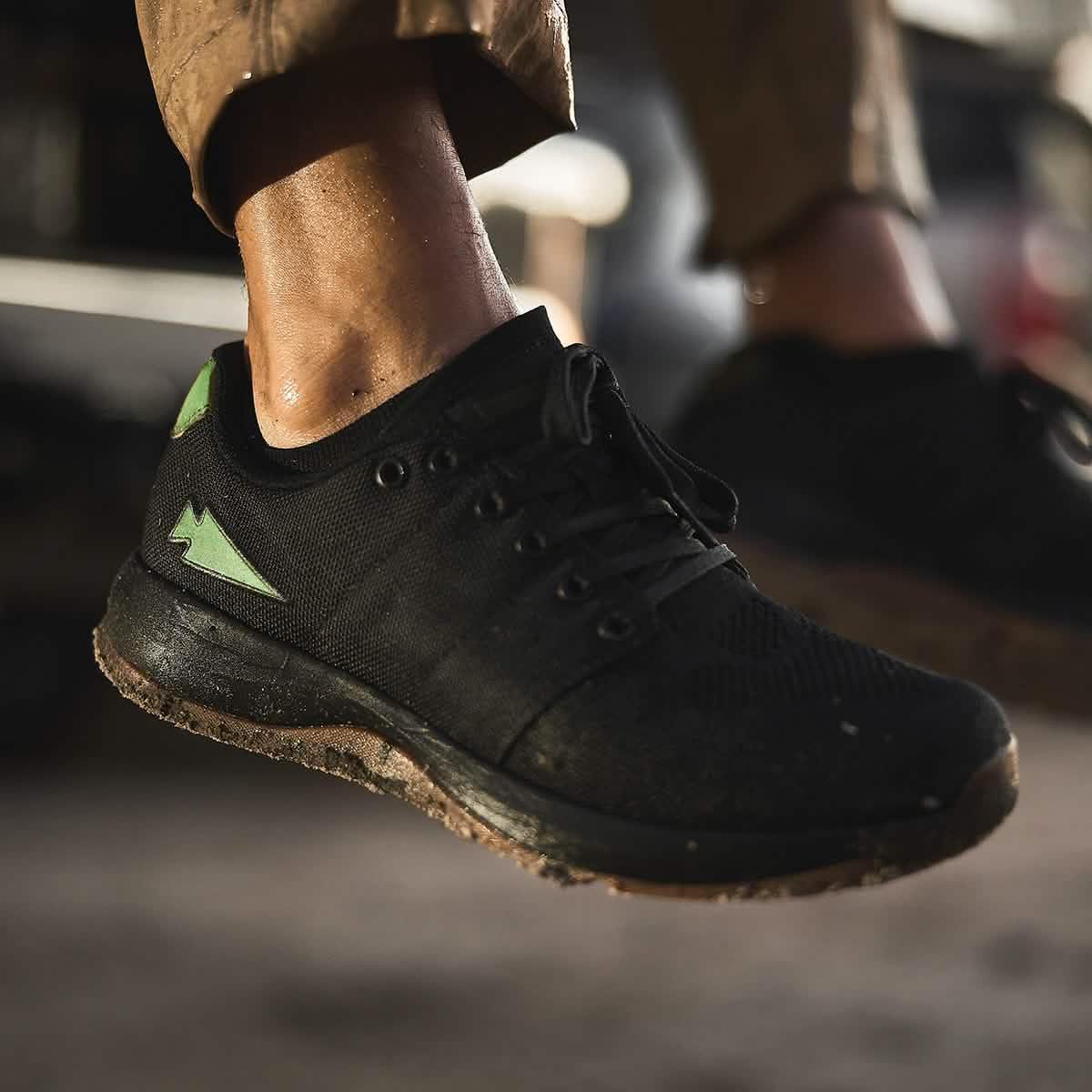 Ballistic Trainers - Black + Gum w/ Green Reflective Spearhead