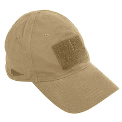 Introducing the GORUCK Performance TAC Hat - TOUGHDRY, a khaki baseball cap designed with a rectangular VELCRO section on the front for patches. This cap includes stitching details and ventilation holes, crafted from ToughDry fabric to ensure a rugged and practical design.