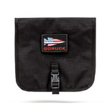 GORUCK black Dopp pouch with American flag patch and buckle, durable rucking gear